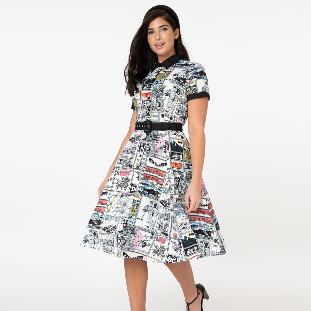 Unique Vintage x Justice League Comic Print Midi Dress